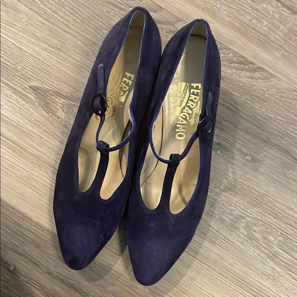 Salvatore Ferragamo Blue Heeled Elegance